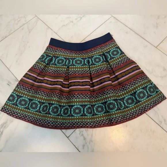 Nomad by Morgan Carper for Anthropologie Purple Aqua Skater Circle Mini Skirt - Picture 1 of 6